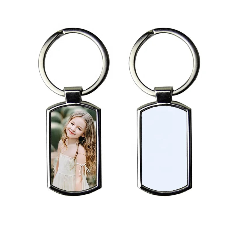Hot Selling Promotional Customized Design DIY Key Ring Sublimation Blank Metal Rectangle Keychain