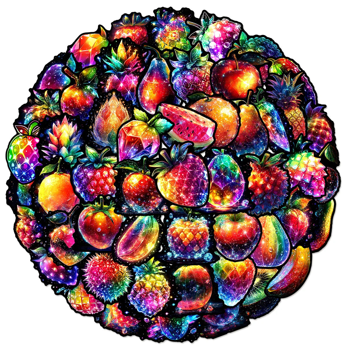 50PCS Neon style 3D crystal luminous fruit sticker