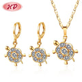 Turtle Pendant Necklace and Earring Sets Cubic Zirconia Jewelry Plated in 18k Gold Brass Women's Jewelry Set