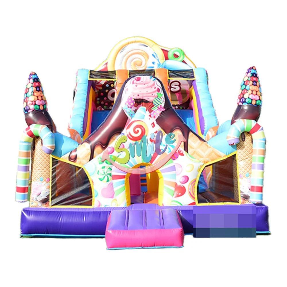 Wholesale Outdoor Backyard Candy Toboggan Gonflable Carnival Bouncy Castle Bounce House Inflatable Slide