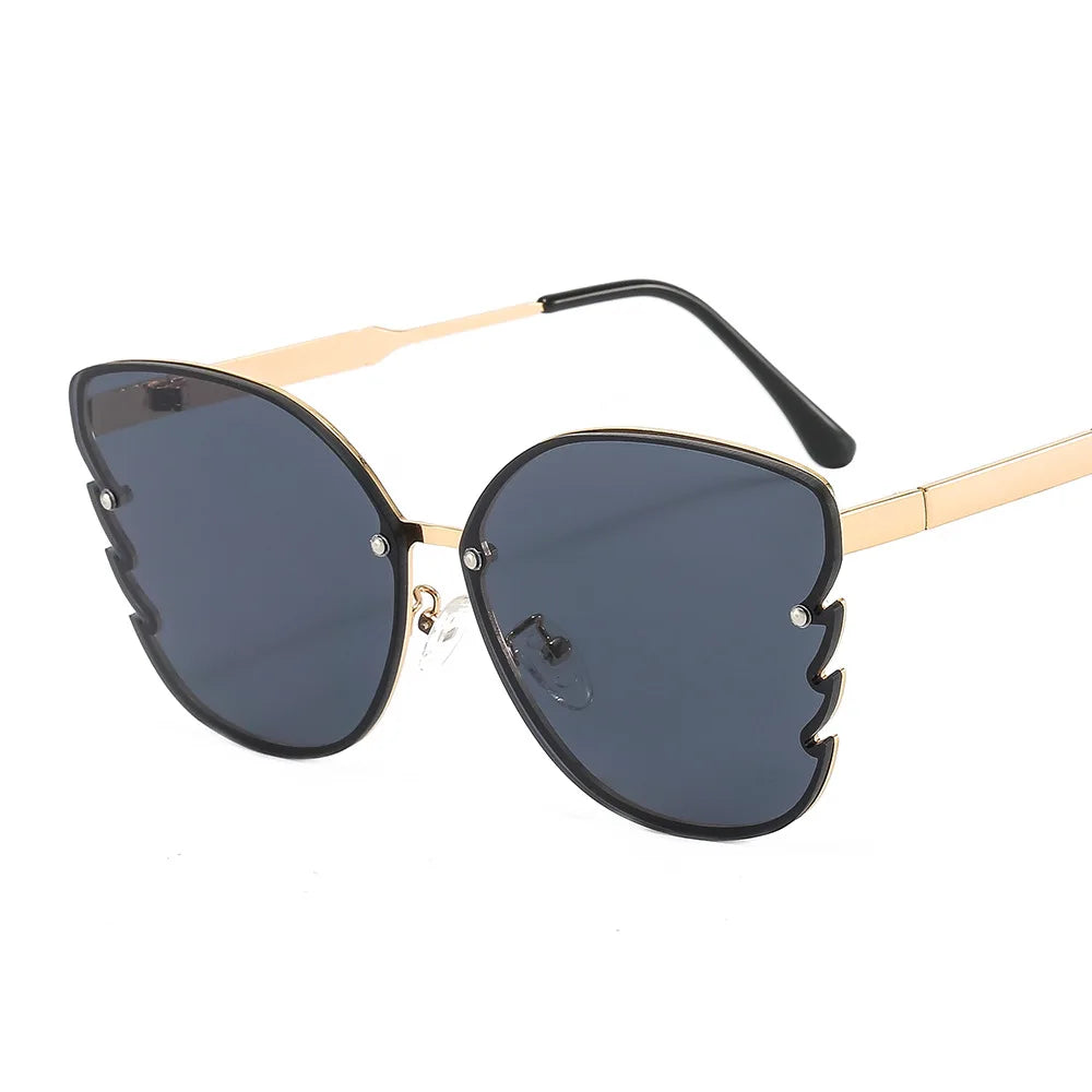 2024 Fashion Trend Eyeglasses Frames With Diamond Half Frame Manufacturers Big Frame Luxury Butterfly Sunglasses Women Wholesale