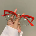 Custom logo Transparent Computer Anti Blue Ray Spectacles Glasses Frame New Retro Cat-Eye Metal Anti-Blue Light Glasses Frame