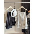 Satin Polka Dot Skirt Women Midi Summer Vintage High Waist Women's Black a Line Skirts Knee for Lady Dot Skirts