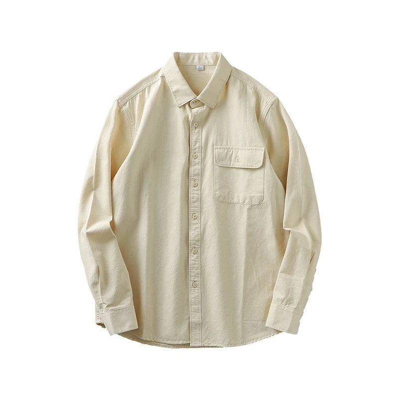 TSC Men's Casual 100% Cotton Oxford Shirt New Autumn Collection Solid Color Double Breasted Closure Button Collar Workwear Style