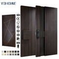 China Professional Wood Door Supplier Solid Wood Residential Entrance Doors with Fingerprint Lock Door for Home Main Entrance