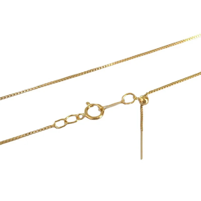 US 14K Gold Plated DIY Adjustable Square Box Chain Clavicle Necklace Universal Pocket Injection Needle Box Chain with Beaded