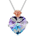 Best Mother's Day Gifts  Crystal Jewelry Rose Flower Love Heart Pendant Necklace for Mom/Grandma/Wife