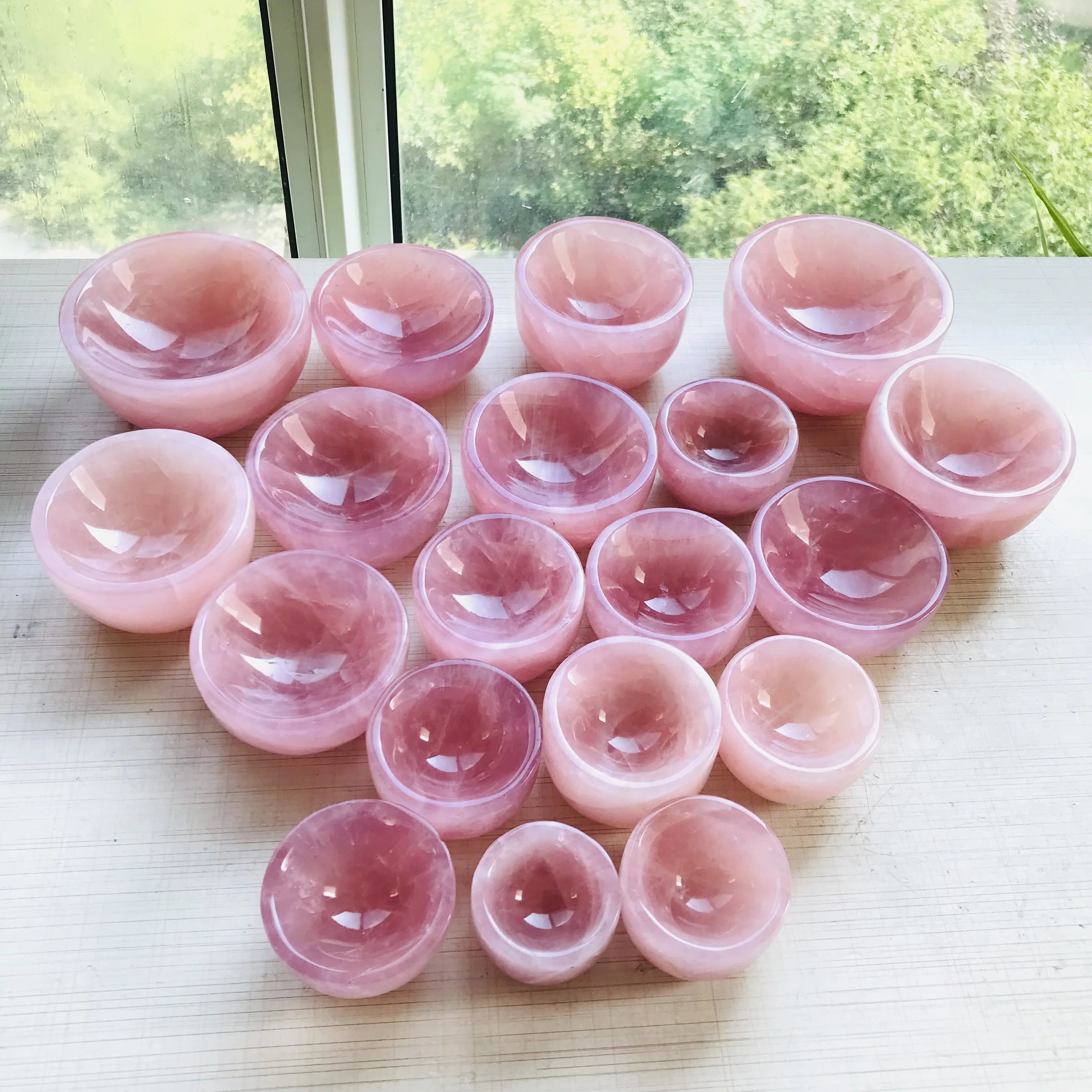 Wholesale  Customization Crystal Bowls Natural Rose Quartz Crystal Bowls for Home Decoration