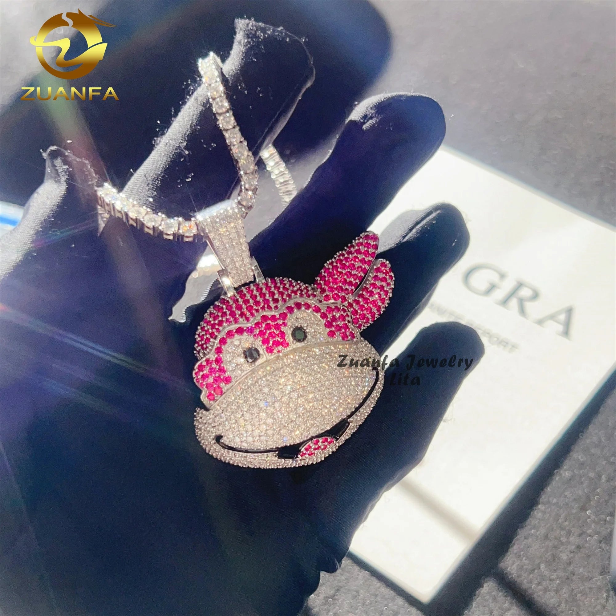 Iced Out Jewelry Hip Hop Solid Color Birds 925 Silver Vvs Diamond Moissanite Custom Pendant