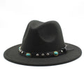 Men Hats Caps Sombreros Cheap Wholesale  Wide Brim Fedora Hats With Turquesa Belt