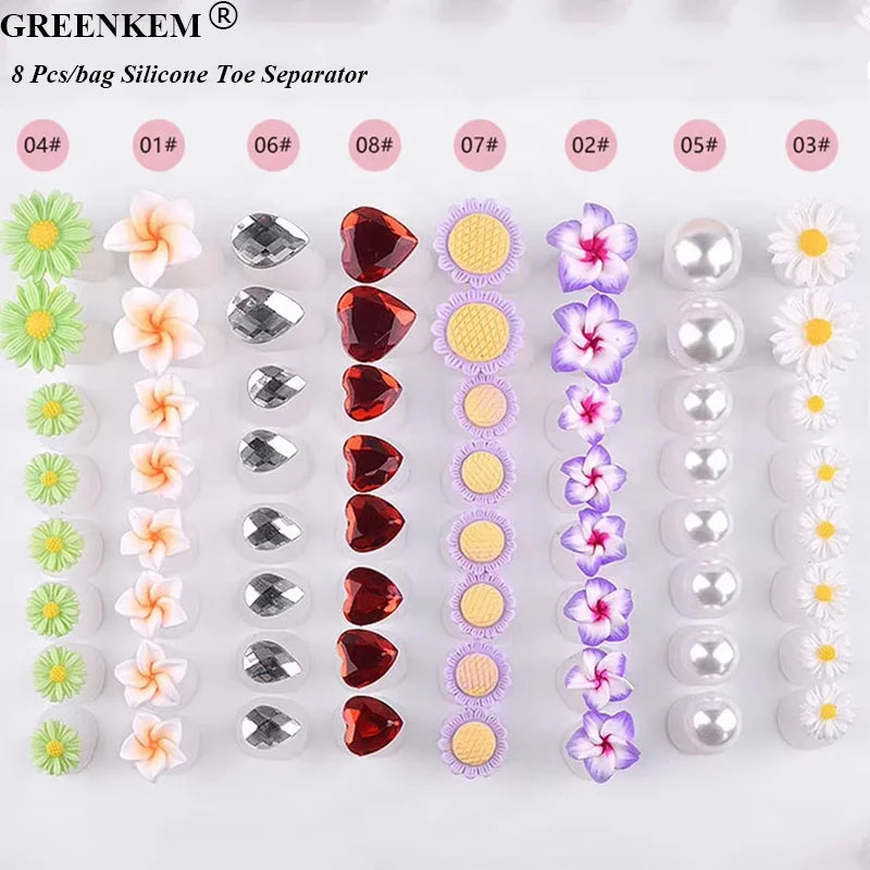 8 Pcs/bag Nail Art Silicone Finger Divider Toe Separator Tool Toe Spacing Device Silicone Toe Separator