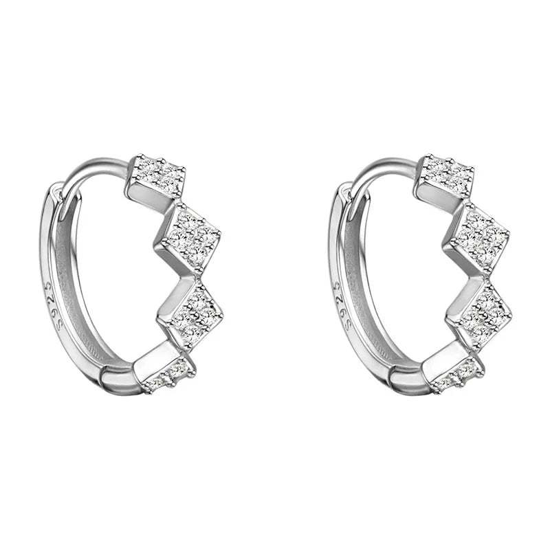 Factory Wholesale Silver Earrings Zircon Geometry Square Hoop Earrings for Women Best Gift Fashion Jewelry