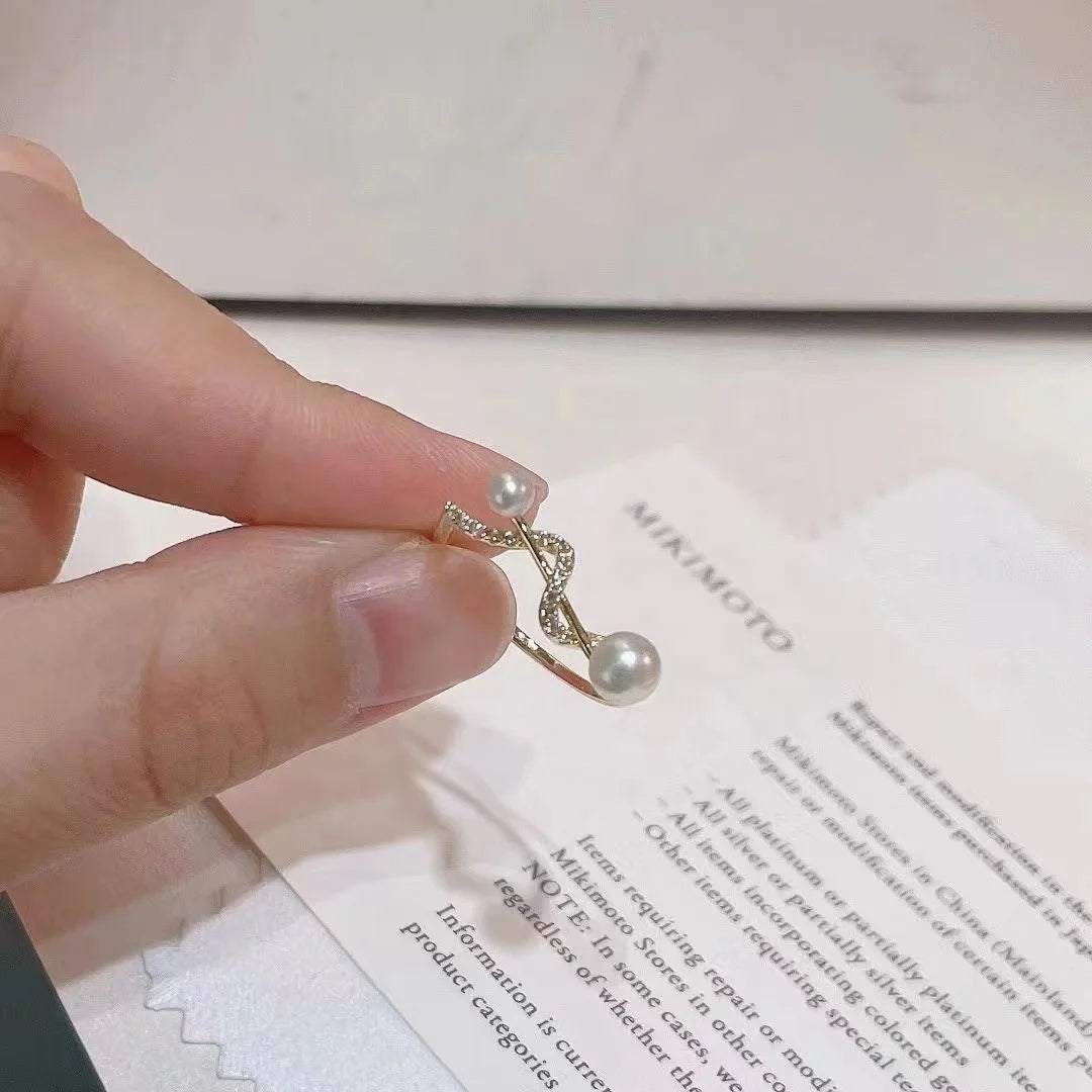 R1048 6-7mm Natural Freshwater Pearl Ring Accessory 925 Sterling Silver Adjustable Size Engagement Jewelry Ring for Women