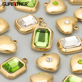 GUFEATHER ME14 316L Stainless Steel & Zircon Nickel-Free Handmade Necklace Making Findings Charms DIY Pendants 6pcs/Bag China