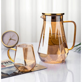 Wholesale Factory High Borosilicate Clear Diamond Glass Tea Set Glass Teapot Kettle Drink Set Water Jug
