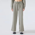 Women's Casual Winter Fleece Sweat Pants Elastic Waist High-Waisted Workout Flared Pants with Wide Legs