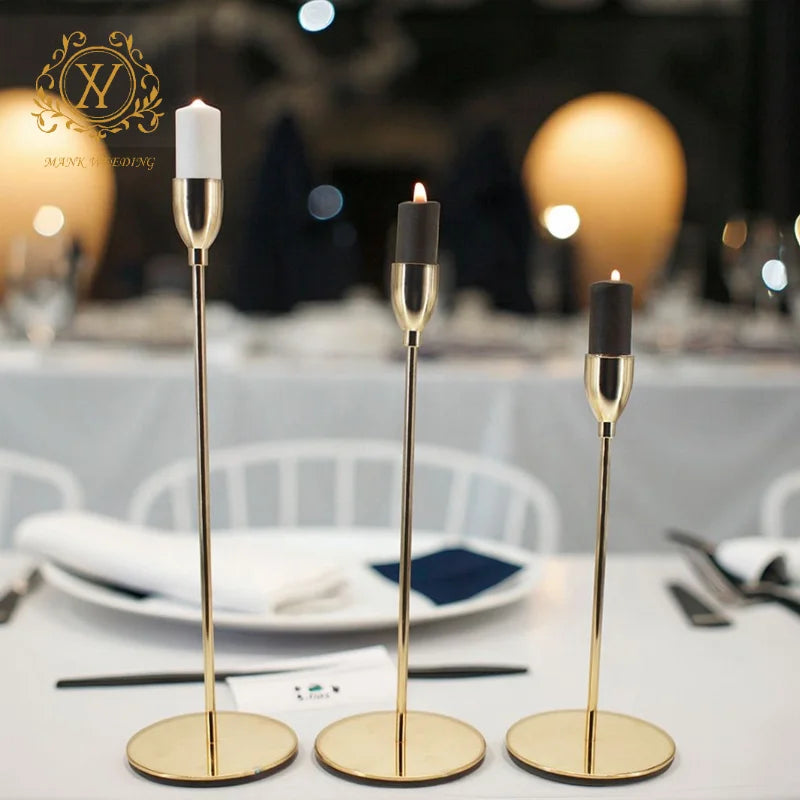 Cheap Nordic Ins Single Candle Holder Gold Metal Candlestick Decorative Props Candle Holder Centerpiece for Wedding