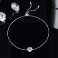 U48A Abiding Factory Wholesale Romantic Heart Shape Moissanite 925 Silver Colored Moissanite Halo Charm Bracelet Anklet