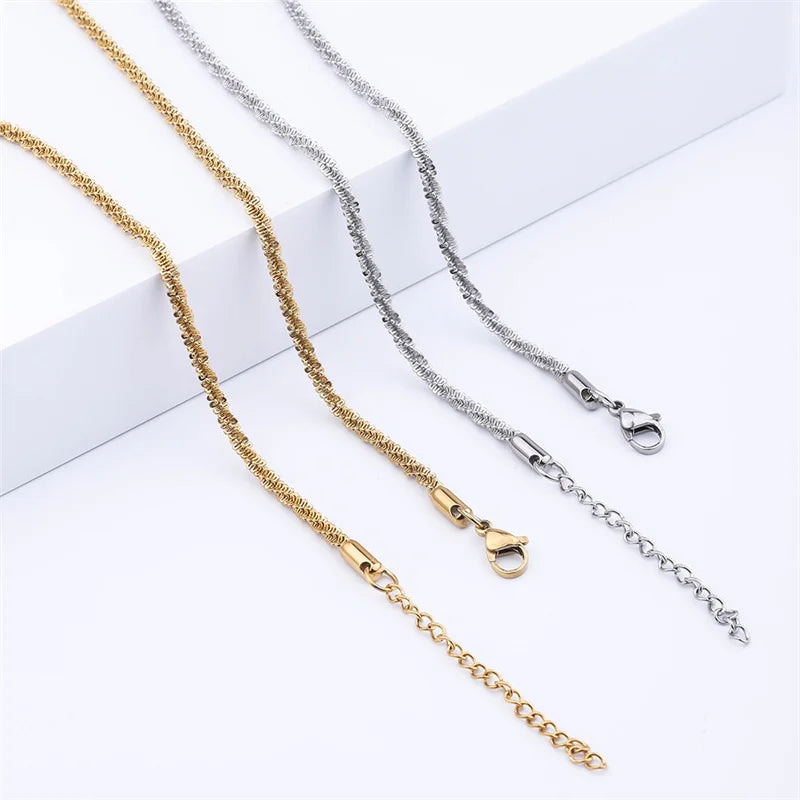 Stainless Steel Geometric Trendy Chain Necklace with Gold Plated and Silver Plating for Unisex Gift