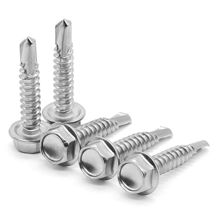 M4.2 M4.8 M5.5 M6.3 #8 #10 #12 #14 Stainless Steel 410 Self Tapping Screws Hex Washer Head Self Drilling Screw for Sheet Metal
