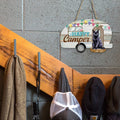 Happy Camper Caravans Shape Cute Dog Camping Decor Wooden Hanging Wall Sign Plaque