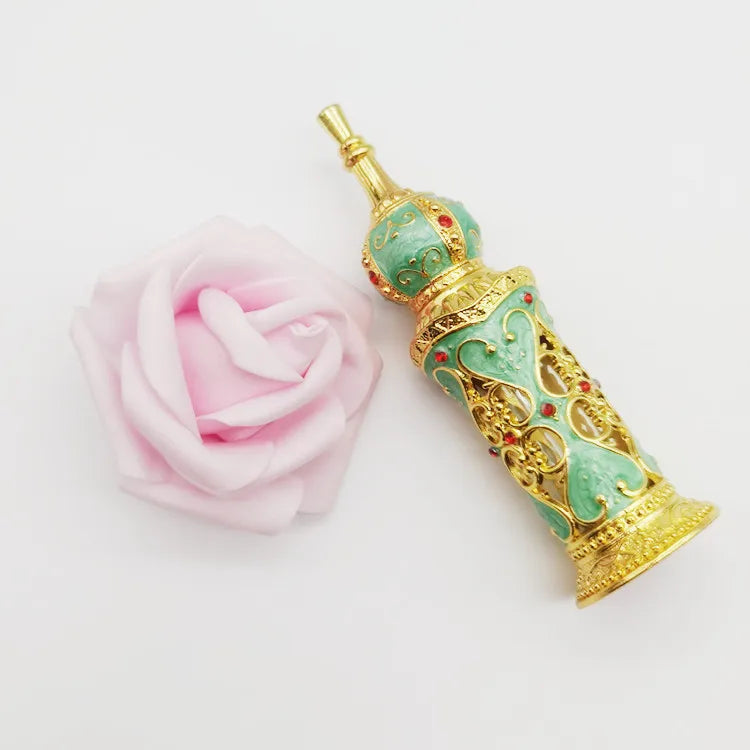 12ml Green pink Blue European Middle East Dubai Patent Tulip Flower Perfume Bottle Glass Essential Oil Attar Bottle Factory