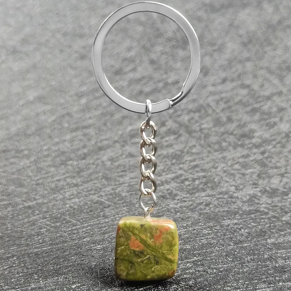HZ Natural Stone Unakite Tumble Keychain for Positive Energy From Indian Wholesaler in Cheap Price