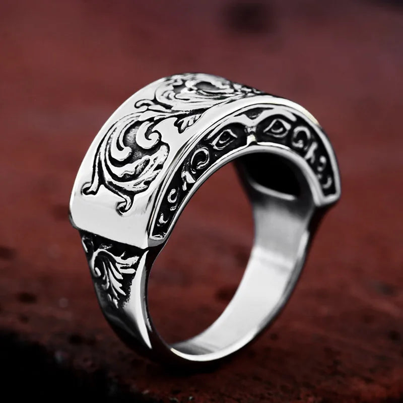 SS8-1197R New Style 316L Stainless Steel Cool Men's Ring Spray Pattern Ring Hip Hop Jewelry