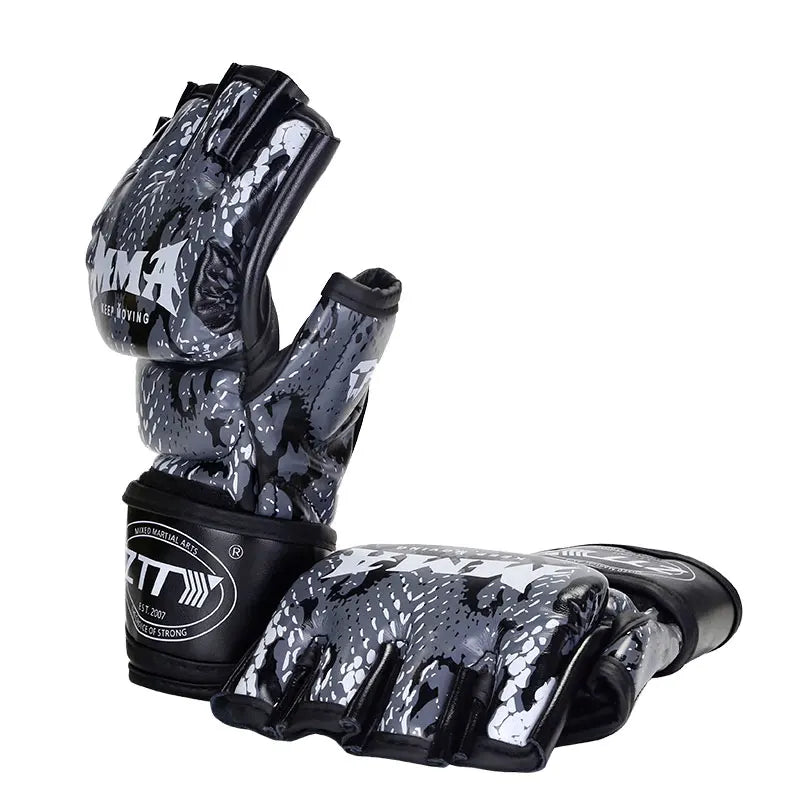 Custom Logo MMA Training Gloves PU Leather Breathable Half Finger Boxing Gloves Mma Sparring Gloves