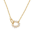 Unique Design 18k Gold Jewelry Stainless Steel Based Small Natural Pearl Necklace for Women Tarnish Free Double Circle Necklace