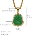 Hot Sale Silver Gold Plated Stainless Steel Natural Jade Buddha Pendant Micro Paved Burmese Buddha Necklace Pendant Jewelry