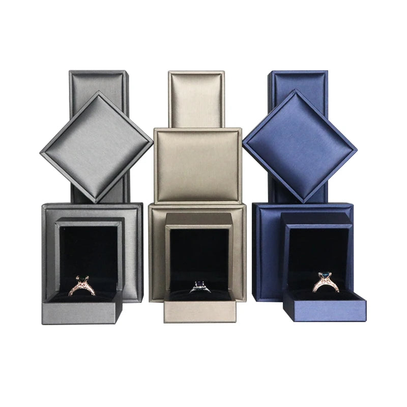 Luxury Jewelry Gift Boxes Leather Custom Packaging Box With Light for Ring Necklace Bracelet