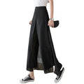 Summer False Two Black Wide Leg Pants Loose Slim Casual Women Pants