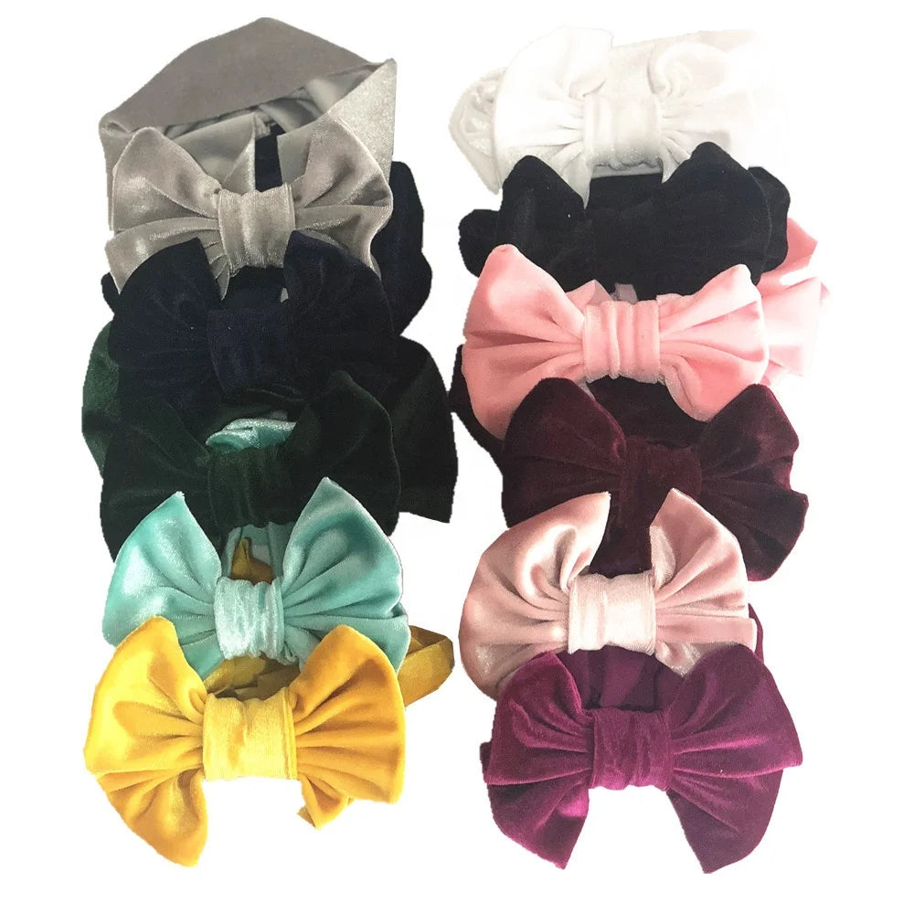 Kids Elastic Stretchy Hairbands Accessories Head Bands Wide Bowknot Headwrap Turban Big Bow Baby and Bows Baby Velvet Headband