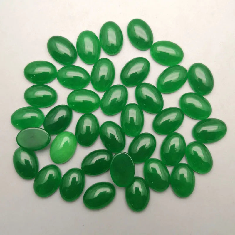 HZ New Hot Selling 10*14mm Oval Green Jade Cabochons Stones Loose Beads Hundreds Different Colors Crafts