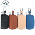 Wholesale Simple Custom Logo Luxury Vegetable Tanned Genuine Leather Handmade Lightweight Keychain Kering Car Key Holder Zipper