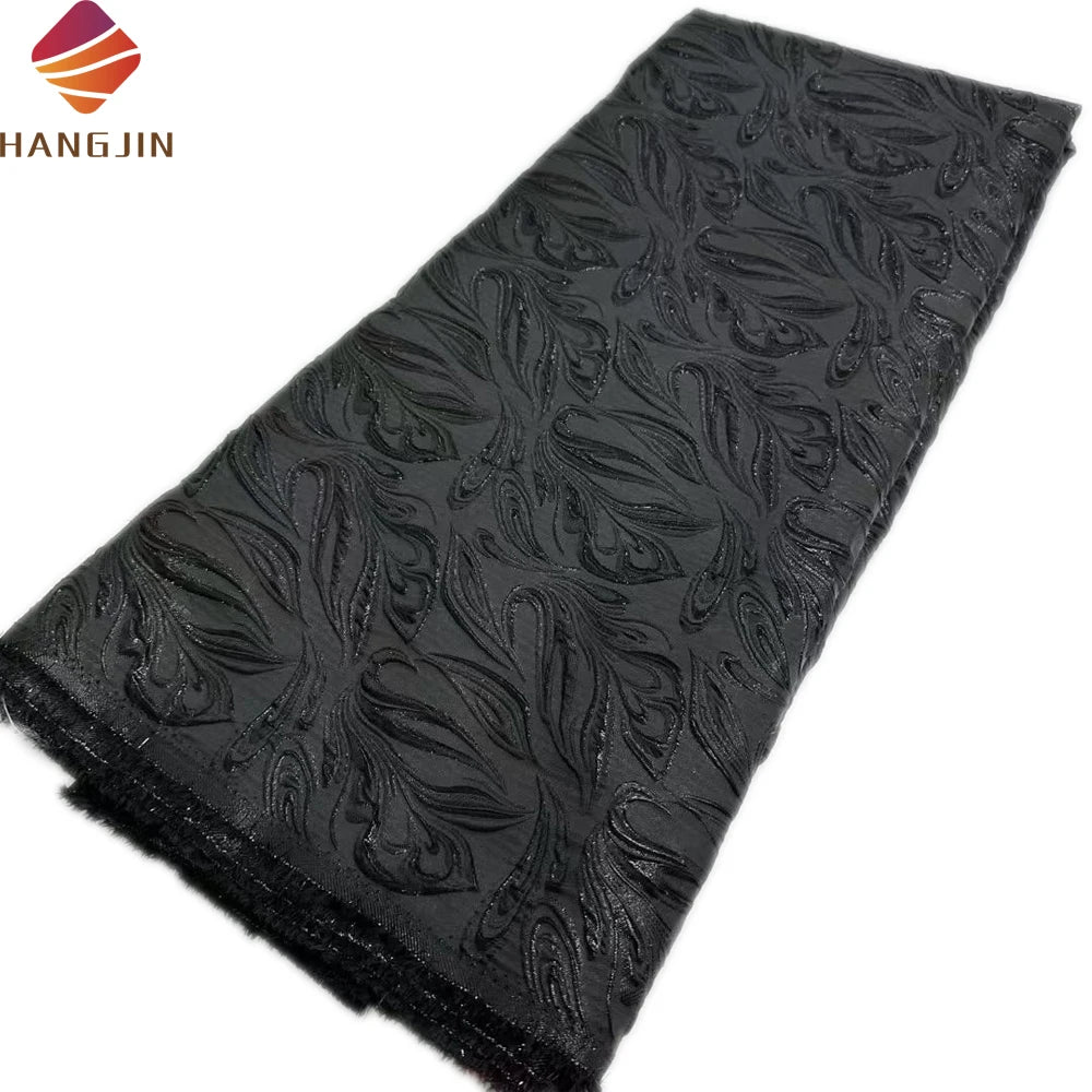 Latest Black Brocade Fabric Jacquard Lace Material Nigerian Organza Mesh French Tulle Brocade Lace for Asoebi Dress