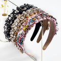 Customize Crystals Flowers Diademas Hair Hoop Baroque Big Colorful Rhinestones Hairband Girls Flannel Lining Padded Hair Bands