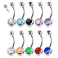 Agate Sphere 316L Stainless Steel Gold Plated External Thread Belly Button Ring for Engagement & Wedding 10mm
