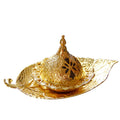 Gold Incense Holder Handheld Middle Eastern Arabian Holiday Metal European Leaf Tray Incense Burner