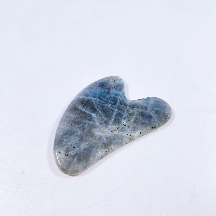 Huiying Labradorite Stone Crystal Guasha Heart Gua Sha Jade Scraping Massage Tool for Body and Back