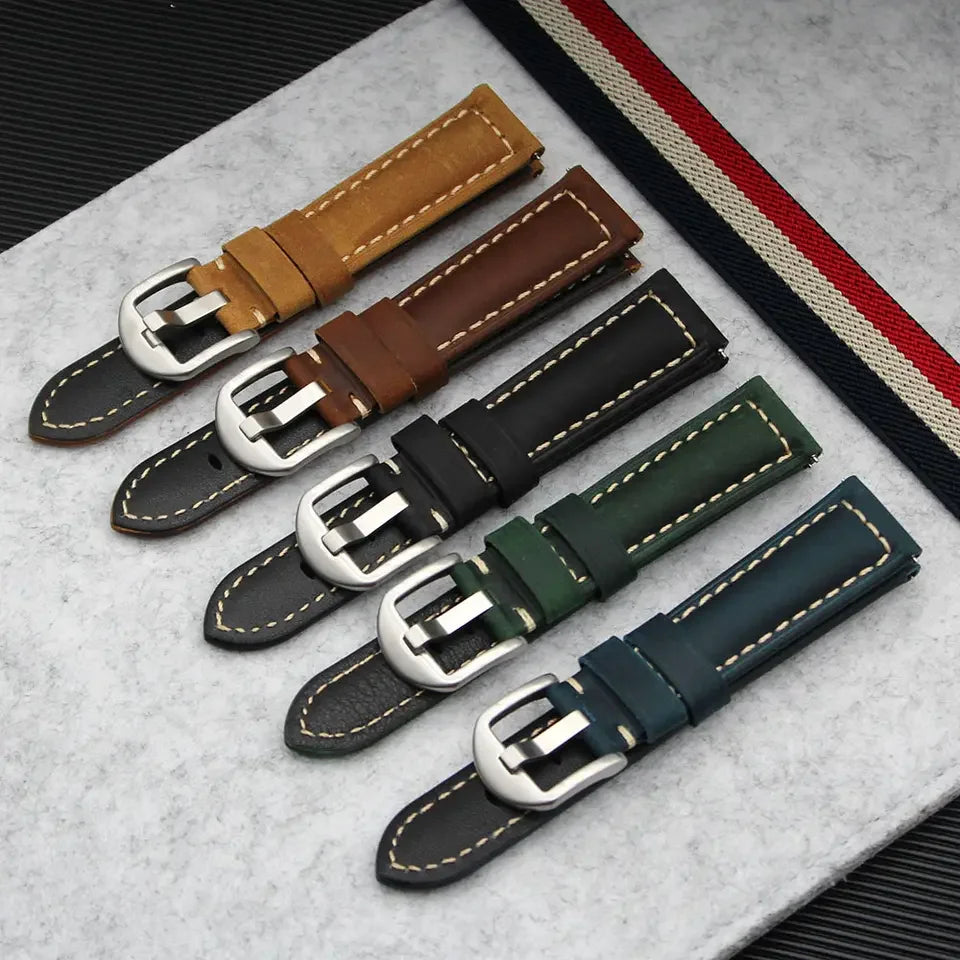 Vintage Leather Watch Strap Quick Release 20mm 22mm 24mm 26mm Crazy Horse First Leather Watch Band for Men