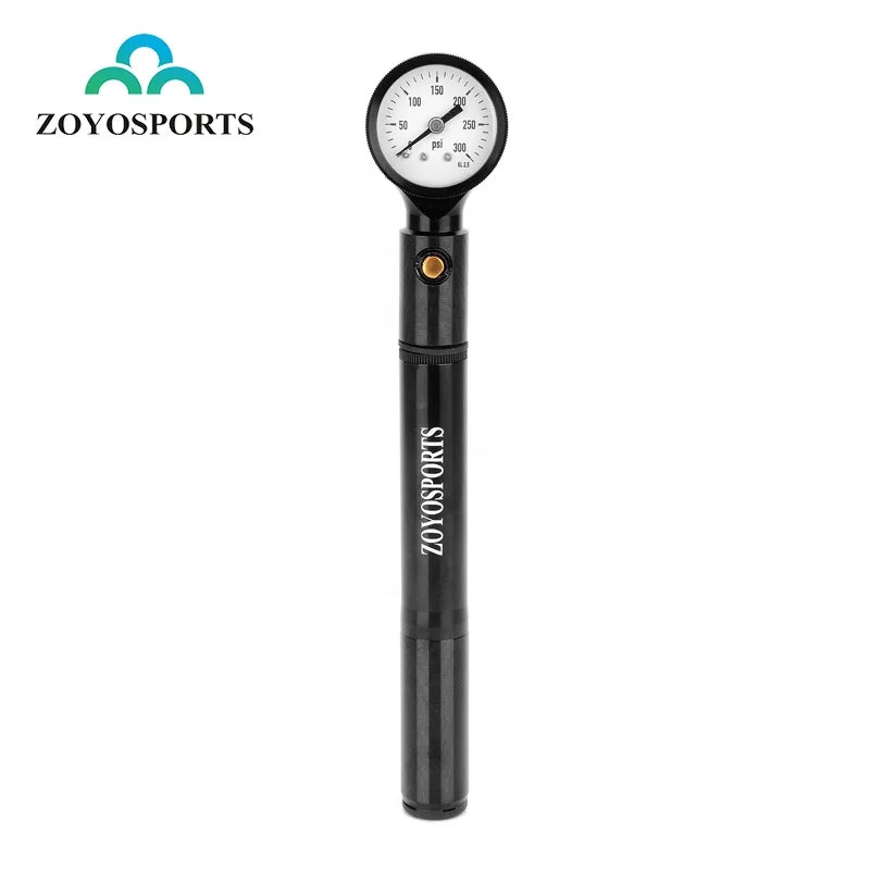 ZOYOSPORTS Portable Cycling Hand Pump High-Pressure Aluminum Alloy for MTB & Road Bike Presta Schrader Valves Includes Air Gauge