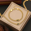 New18k Gold Plated Stainless Steel Eye Jewelry Sets Earrings and Necklace for Women