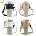 2024 Hot Sale PU Leather Coffee Cup Carrier Cover with Shoulder Strap Portable Cup Sleeve Holder  for Travel Outdoor Activity
