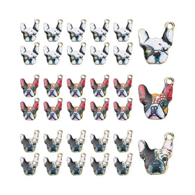 Enamel Cute Dog Head Charms Colorful French Bulldog Charms for Bracelets Jewelry Making