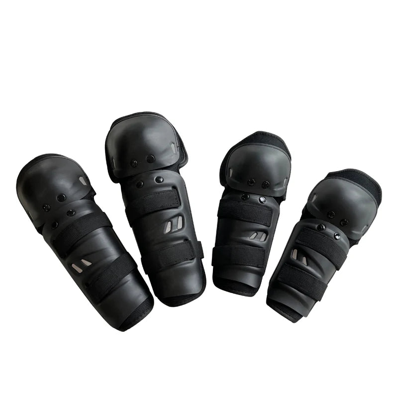Ergonomically Designed Motorcycle Elbow and Knee Protectors with Hook and Loop Straps for Bikers