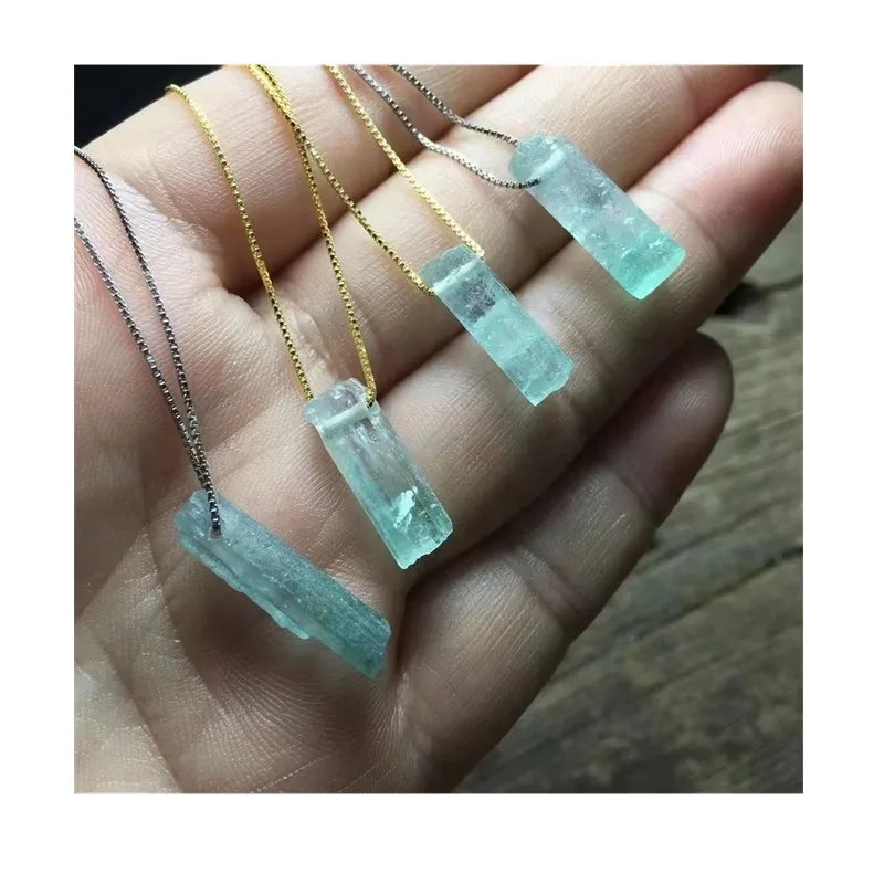 High Quality Natural Beryl 925 Sterling Silver Necklace Crystal Healing Energy Stone Design Jewelry