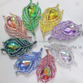 20*38mm Feathery Leaves Resin Accessories Flat Bottom Resin Drill Clothes Bag Diy Accessories