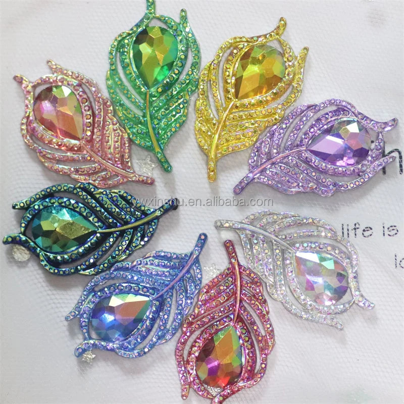 20*38mm Feathery Leaves Resin Accessories Flat Bottom Resin Drill Clothes Bag Diy Accessories